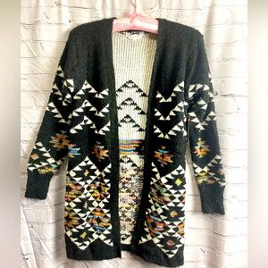Aztec print duster sweater. Size XS